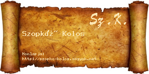 Szopkó Kolos névjegykártya